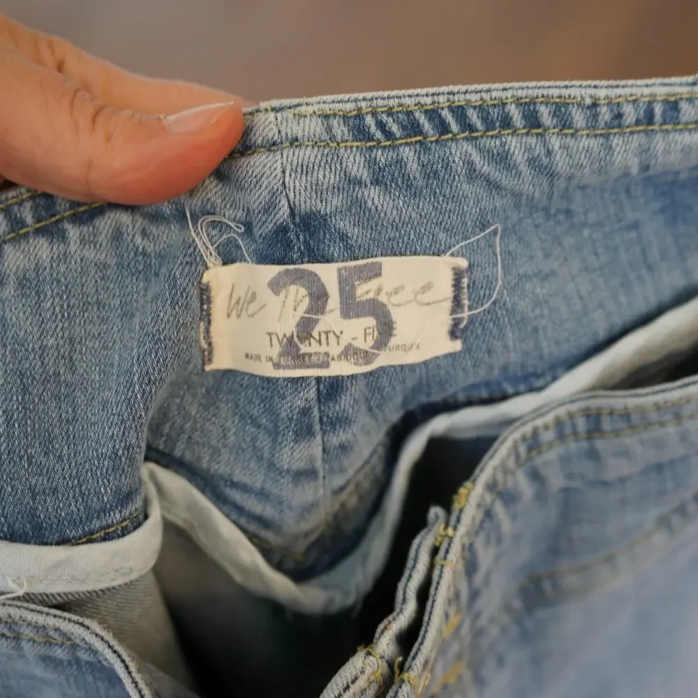 Free People We The Free Tex Slim High Rise Button Fly Jeans Women's 25‎ Blue Y2K